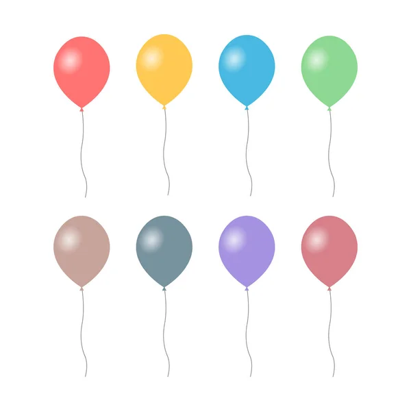 Colección Globos Colores Aislados Sobre Fondo Blanco Vector — Archivo Imágenes Vectoriales