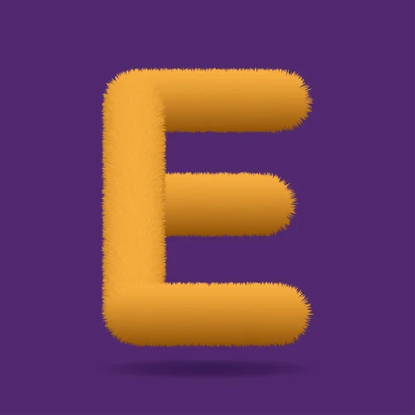 Lettre Majuscule Fourrure Orange Alphabet Texture Fourrure Vecteur — Image vectorielle