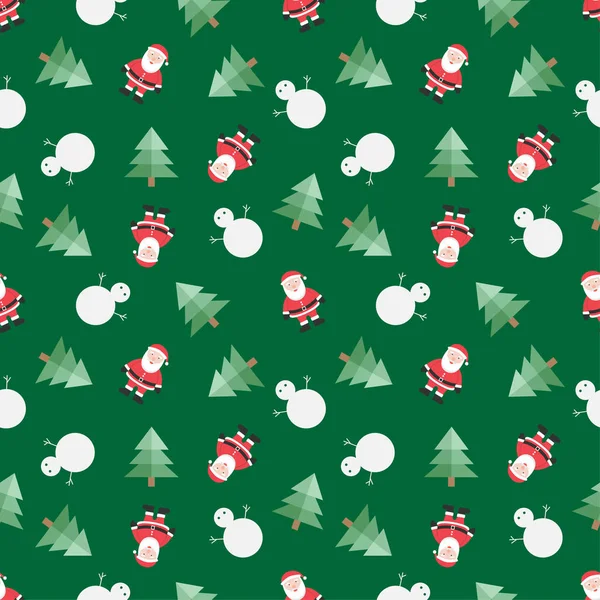クリスマスのシームレスなパターンの背景 サンタ クロースと雪だるまとツリーの背景 ベクトル — ストックベクタ