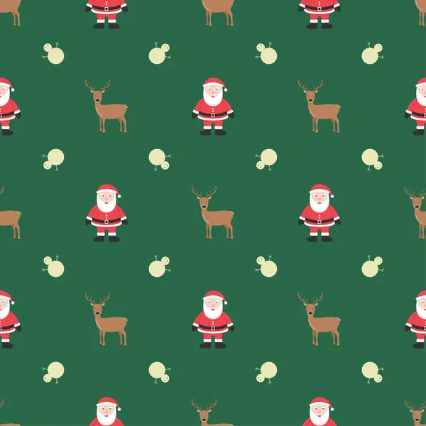 Weihnachten Nahtlose Muster Hintergrund Mit Weihnachtsmann Rentier Und Schneemann Vektor — Stockvektor