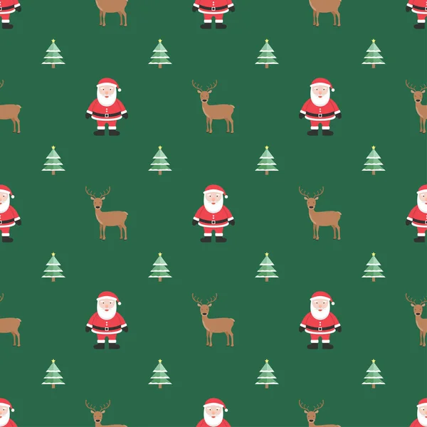 Weihnachten Nahtlose Muster Hintergrund Mit Weihnachtsmann Rentier Und Baum Vektor — Stockvektor