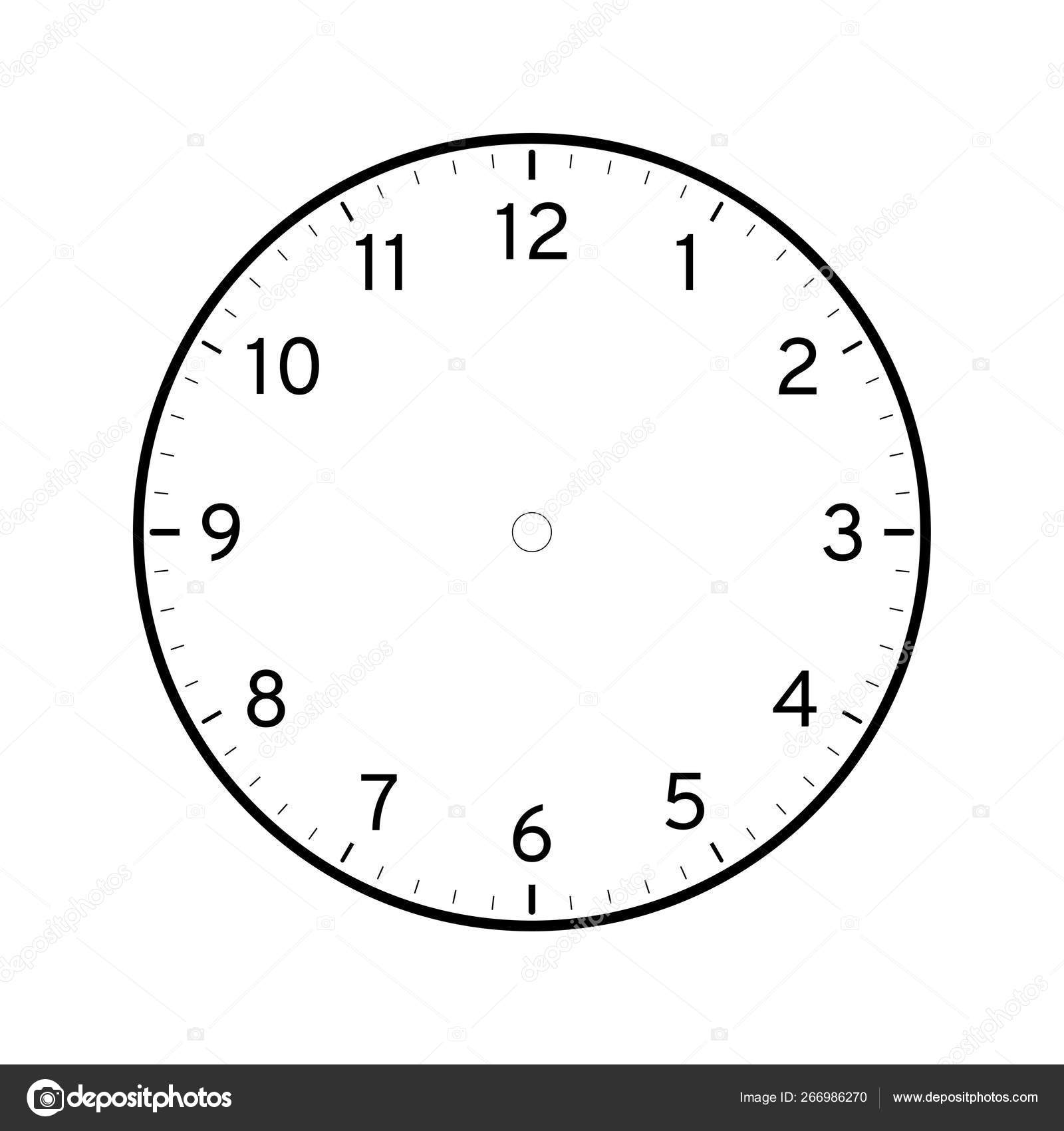 Empty Printable Clock Face Template Isolated White Background Stock ...