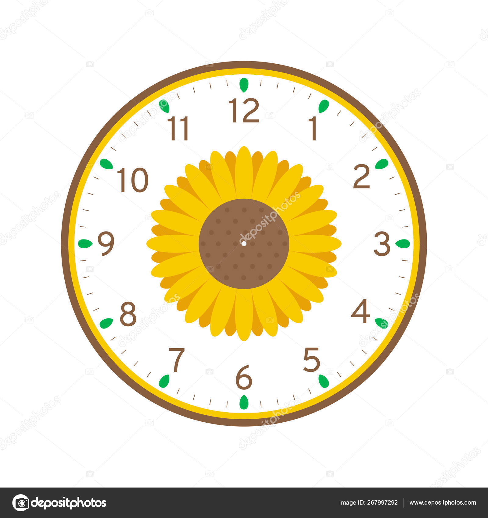 Sonnenblume Druckbare Zifferblatt Vorlage Isoliert Auf Weissem Hintergrund Vektorgrafik Lizenzfreie Grafiken C Andramin 267997292 Depositphotos