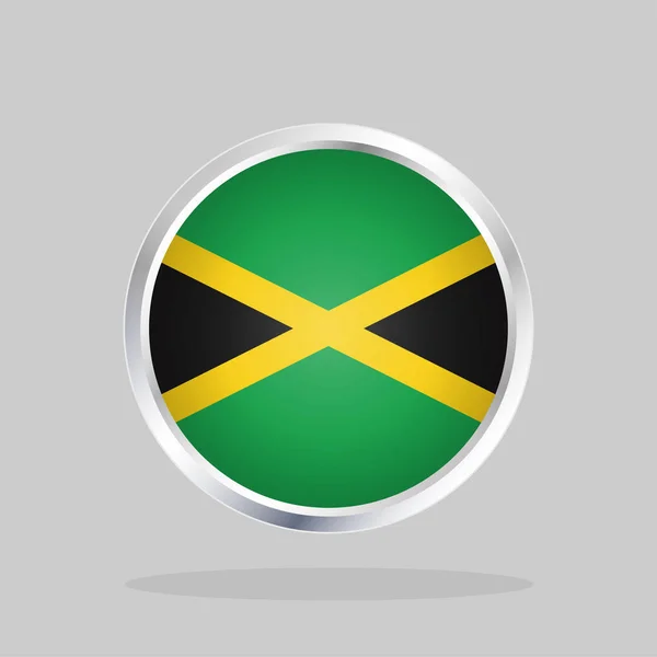 Jamaicas Flagga Glansig Rund Knapp Med Metallisk Ram — Stock vektor