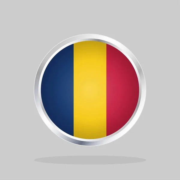 Σημαία Του Τσαντ Γυαλιστερό Στρογγυλό Κουμπί Μεταλλικό Πλαίσιο — Διανυσματικό Αρχείο