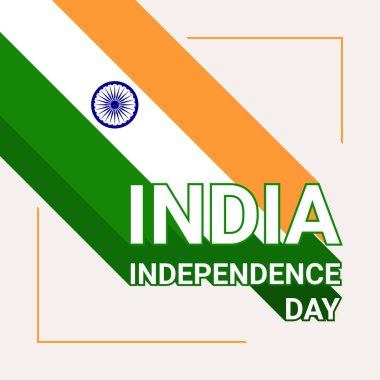 Hindistan Bayrağı ile Hindistan Bağımsızlık Günü Tebrik Kartı, Düz Uzun Gölge Stil