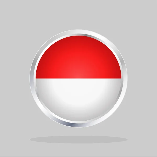 Флаг Индонезии Глянцевая Круглая Кнопка Металлической Рамой — стоковый вектор
