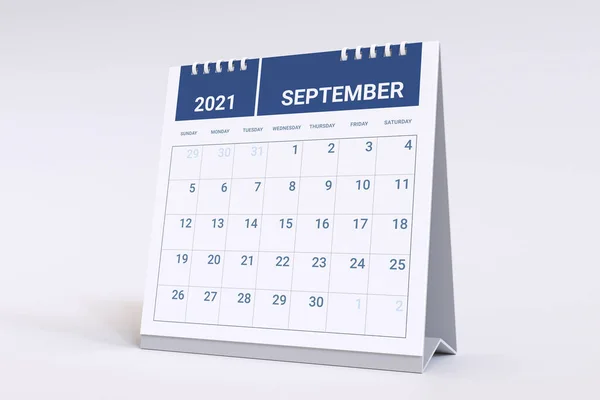 Rendering Calendario Para Septiembre 2021 Semana Del Calendario Mensual Comienza —  Fotos de Stock