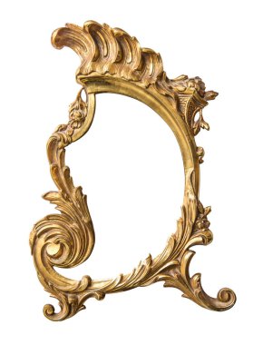 Beyaz arka plan üzerinde izole zarif yaldızlı vintage çerçeve. Retro tarzı.