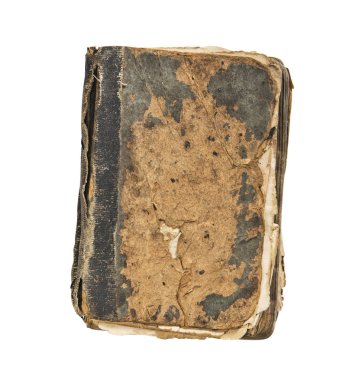 Beyaz arka plan üzerinde izole eski kitap vintage hırpalanmış kitap kapağı.
