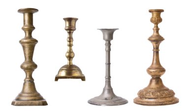 dizi vintage farklı Pyres, mum stand, beyaz arka plan üzerinde izole şamdan