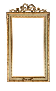 Vintage Gümüş dikdörtgen çerçeve üzerinde beyaz izole bir süsleme ile. Retro tarzı.