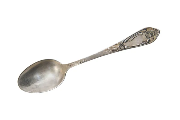 Vintage Tea Spoon Isolated White Background Retro Silverware — Stock Photo, Image