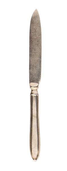 Top View Vintage Silver Knife Isolated White Background — Stock Photo, Image
