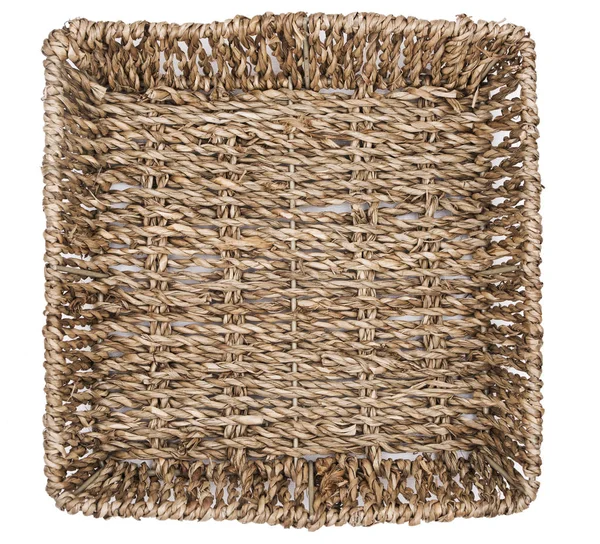 Straw Basket Tray Bowl Mat Isolated White Background Biodesign Eco — Stock Photo, Image