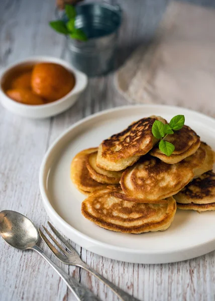 Shrove Tuesday, pancake day.  Pancakes poured with honey on the
