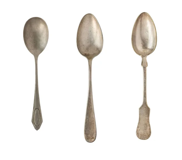 Vintage spoons isolated on a white background. Retro silverware. — Stock Photo, Image