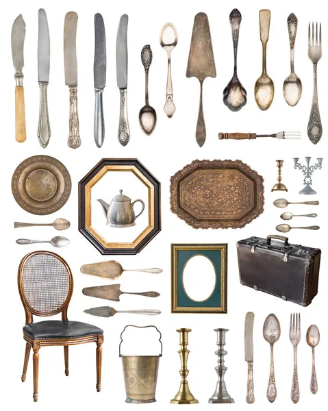 Büyük beyaz backgrou izole muhteşem eski vintage öğeler kümesi.