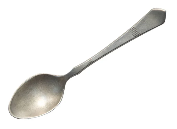 Beautiful old old silver spoon isolated on white with clipping p — Stock Photo, Image