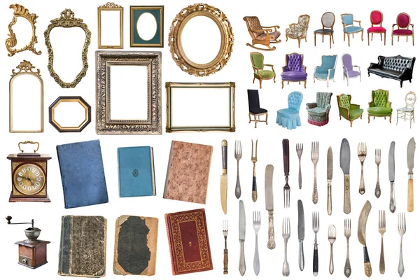 Set van een enorme hoeveelheid prachtige oude vintage items. — Stockfoto