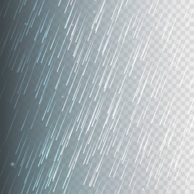 Hisse senedi vektör çizim yağmur, yağış Isolated şeffaf bir arka plan üzerinde. Yağmur fırtınası, yağmur, yağış, çiseleyen yağmur, yağmur, yağmur ormanları, muson, su damlaları. EPS 10