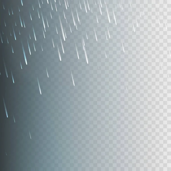 Stock vektor illusztráció eső, eső elkülönített egy átlátszó háttérrel. Vihar, eső, eső, szitálás, esős, esőerdő, a monszun vízcseppek. EPS-10 — Stock Vector