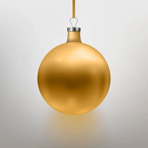 Vektor illustration realistisches gold weihnachtsspielzeug, kugel. grauer Hintergrund. — Stockvektor