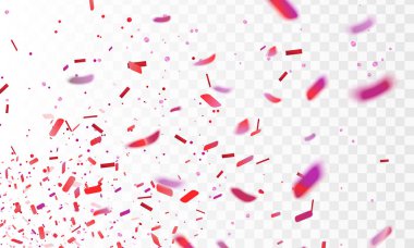 Hisse senedi vektör çizim gerçekçi pembe konfeti, pırıltılar Isolated şeffaf damalı arka plan üzerinde. Festival arka plan. Tatil için tasarım dekoratif tinsel öğe. EPS 10