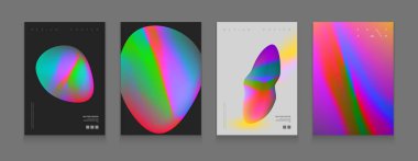 Hisse senedi vektör çizim ayarla kapak şablonları soyut sıvı kabarcıklar şekilleri, 80s memphis geometrik tarzı düz ve 3d tasarım öğeleri. Retro sanat afiş, el ilanları, posterlerini açmaları ve posterler için. EPS 10