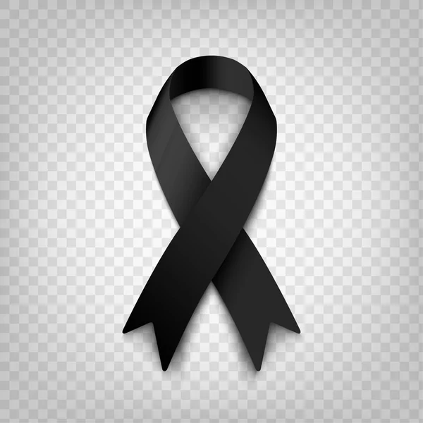 Aktienvektorillustration schwarzes Awareness Ribbon auf transparentem Hintergrund. Trauer und Melanom-Symbol. Terrorismus. Trauerband, Tod. Folge 10 — Stockvektor