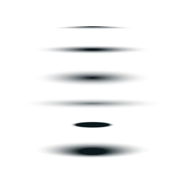 Stock vector ilustración realista redonda y ovalada conjunto de sombras Aislado sobre fondo blanco. Divisores de pestañas efecto de sombra inferior con bordes suaves y suaves para elemento de diseño web. EPS10 — Vector de stock