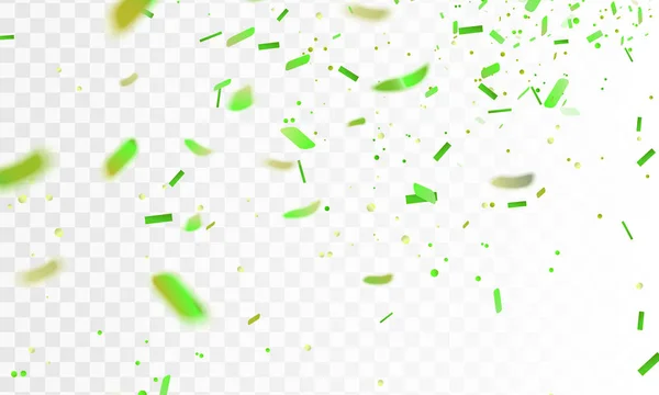 Intreepupil voorraad vectorillustratie realistische lime groen confetti, glitters geïsoleerd op een transparante geruite achtergrond. Feestelijke achtergrond. Vakantie decoratief klatergoud element voor design. EPS-10 — Stockvector