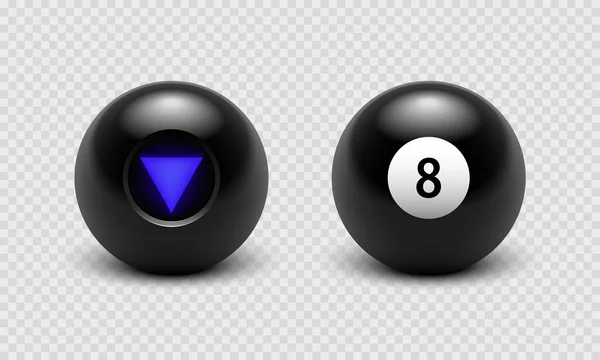 Vektor Illustration Magie 8 Ball-Set. Acht. isoliert auf einem transparent karierten Hintergrund. Folge 10 — Stockvektor