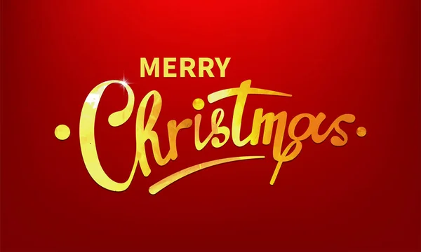 Illustration vectorielle de stock Joyeux Noël brillant, feuille d'or à caractères scintillants. Fond rouge. Carte de vœux, affiche, brochure ou modèle de dépliant. PSE10 — Image vectorielle
