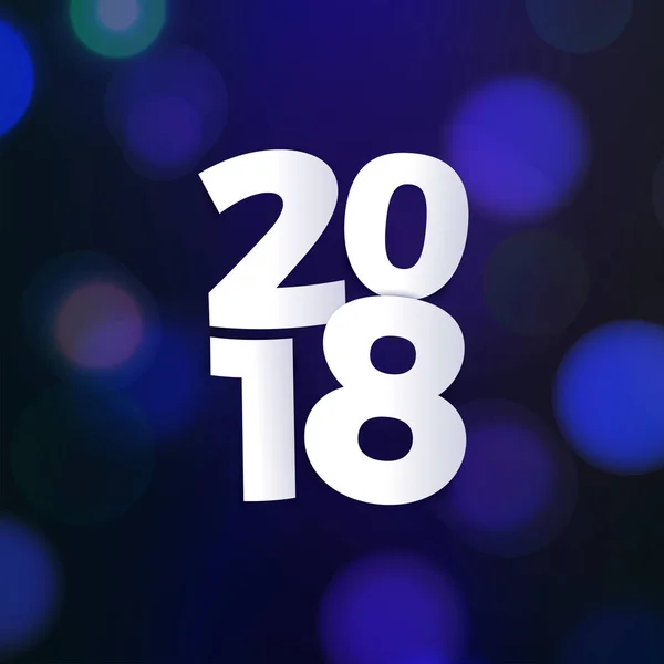 Stock vector ilustración 2018 bokeh photo effect. Feliz Año Nuevo. Fondo borroso de Año Nuevo. Muchas luces. EPS10 — Vector de stock