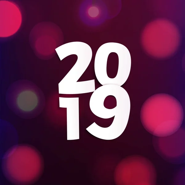 Stock vector ilustración 2019 bokeh photo effect. Feliz Año Nuevo. Fondo borroso de Año Nuevo. Muchas luces. EPS10 — Vector de stock