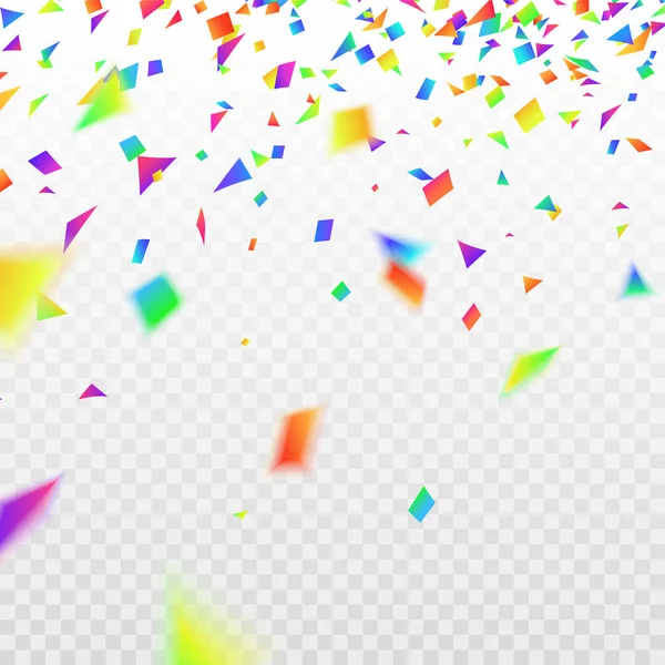 Hisse senedi vektör çizim gerçekçi renkli, çok renkli konfeti, pırıltılar Isolated şeffaf damalı zemin üzerine defocused. Festival arka plan. Tatil dekoratif tinsel unsur tasarımı için.