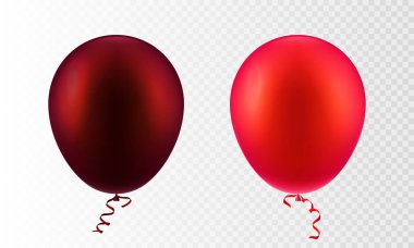 Set balon renkli buzlu açık ve koyu kırmızı izole şeffaf damalı zemin uçan hisse senedi vektör çizim gerçekçi 3d şişme hava. Parti balon. Kartpostal tasarım öğesi. Eps10