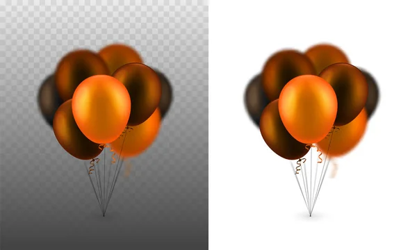 Wektor ilustracja realistyczne nadmuchiwane zestaw Latające balony kolorowe światła matowe i ciemny pomarańcz na białym tle przezroczyste tło kratkę. Impreza kilka balonów. Element projektu pocztówka. — Wektor stockowy
