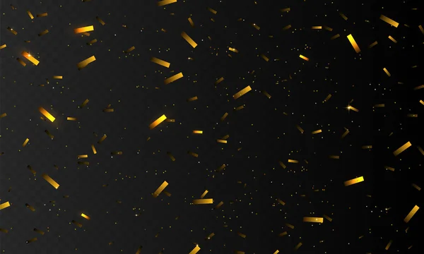 Stock vector ilustración realista confeti dorado, purpurina aislado sobre un fondo a cuadros transparente. Fondo festivo. Elemento de oropel decorativo navideño para diseño. EPS 10 — Vector de stock
