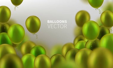 Hisse senedi vektör çizim parti uçan kireç yeşil gerçekçi balonu. Ufuk makro etkisi. Posterlerini açmaları, afiş, el ilanları, sunumlar ve raporlar için şablon. Eps10