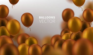 Hisse senedi vektör çizim parti uçan turuncu gerçekçi balonu. Ufuk makro etkisi. Posterlerini açmaları, afiş, el ilanları, sunumlar ve raporlar için şablon. Eps10