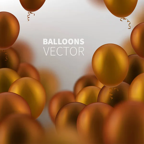 Illustration vectorielle de stock partie volant ballons réalistes orange. Effet macro déconcentré. Modèles pour plaques, bannières, dépliants, présentations et rapports. PSE10 — Image vectorielle