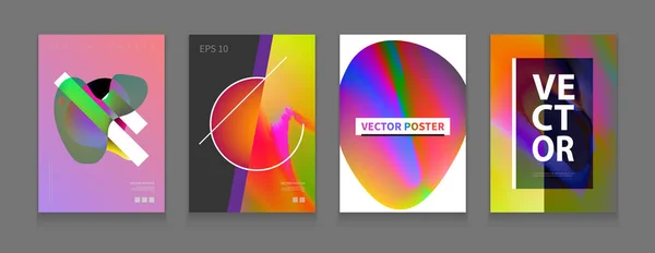 Vektorové ilustrace barevné zahrnuje sadu. Složení tekutiny tvarů. Futuristický design plakáty. Šablony pro transparenty, bannery, letáky, prezentace a sestavy. Eps10 — Stockový vektor