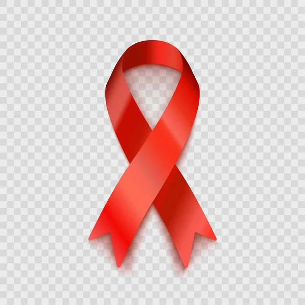 Stock vector illustration red ribbon Isolated on transparent background. HIVAIDS awareness. Substance-abuse awareness. EPS10 — Stock Vector