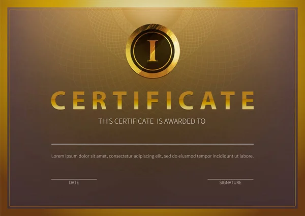 Modello di certificato di illustrazione vettoriale stock con modello di lusso e moderno, diploma. Certificato orizzontale Premium. Laurea, premio, successo. EPS10 — Vettoriale Stock