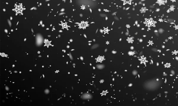 Stock vector ilustración realista desenfocado caída de nieve. Copos de nieve, nevadas. Fondo transparente. Caída de nieve. EPS 10 — Archivo Imágenes Vectoriales