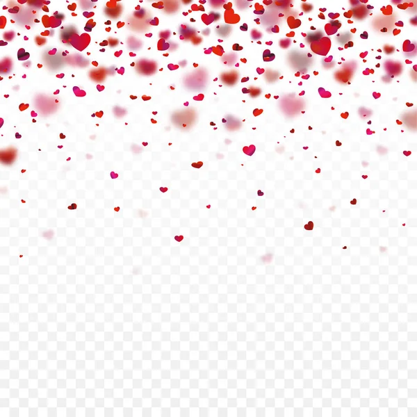Stock ilustración vectorial realista caída corazones rojos brillantes aislados sobre un fondo transparente. Fondo del Día de San Valentín. Símbolo de amor por la etiqueta paquetes de regalo Elemento de diseño para tarjeta de felicitación — Archivo Imágenes Vectoriales