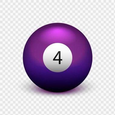 Hisse senedi vektör çizim sarı top bilardo Isolated şeffaf bir arka plan üzerinde için. Sayı 4.