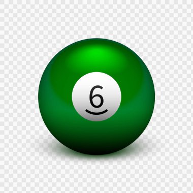 Hisse senedi vektör çizim sarı top bilardo Isolated şeffaf bir arka plan üzerinde için. Sayı 6.